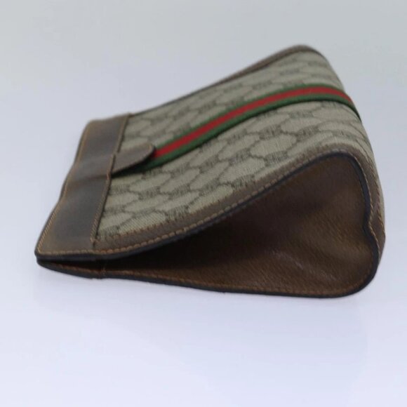 GUCCI GG Supreme Web Sherry Line Clutch Bag PVC Beige Red 84 01 001 Auth th5211 - Picture 15 of 16